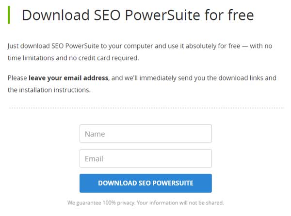 SEO PowerSuite registrering for gratis download
