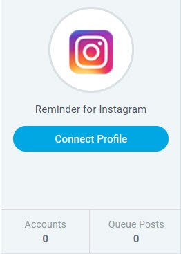 Klik på Connect Profile i Instagram blokken