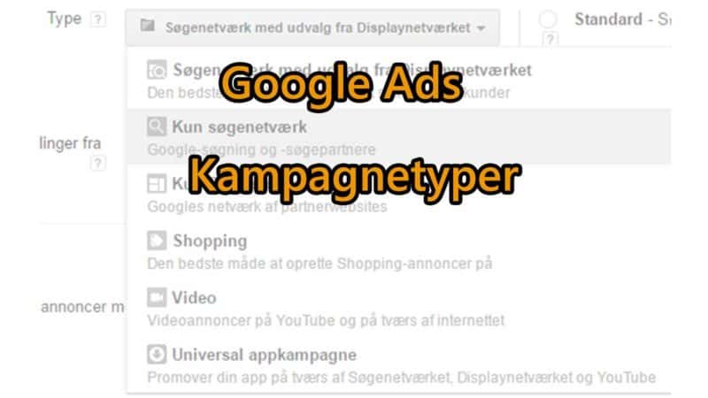 Google Ads - kampagnetyper